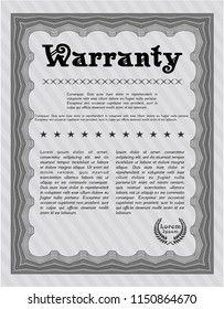 Grey Retro Warranty template. With complex background. Nice design. Detailed. 