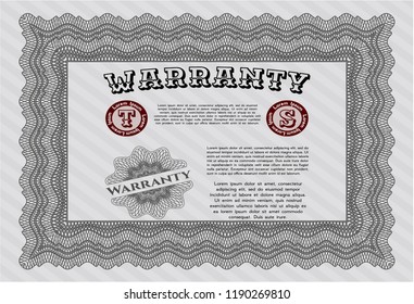 Grey Retro Warranty template. Complex background. Customizable, Easy to edit and change colors. Nice design. 