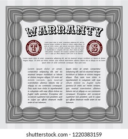 Grey Retro Warranty template. With complex linear background. Vector illustration. Good design. 