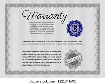 Grey Retro Warranty template. With complex linear background. Artistry design. Vector illustration. 