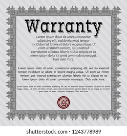 Grey Retro Warranty template. With complex linear background. Artistry design. Customizable, Easy to edit and change colors. 
