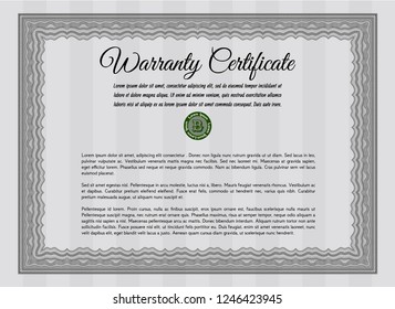 Grey Retro Warranty template. With complex background. Money design. Vector illustration. 