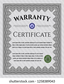 Grey Retro Warranty template. Complex background. Nice design. Detailed. 