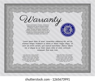 Grey Retro Warranty template. With complex background. Vector illustration. Money style design. 