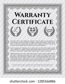 Grey Retro Warranty template. With complex linear background. Lovely design. Customizable, Easy to edit and change colors. 