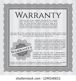 Grey Retro Warranty template. Complex background. Excellent design. Detailed. 