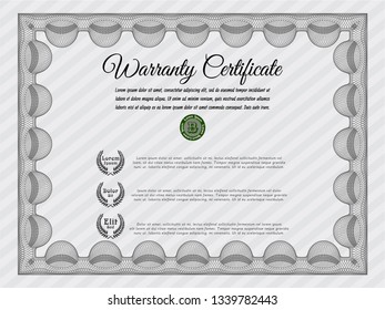 Grey Retro Warranty template. With complex background. Beauty design. Customizable, Easy to edit and change colors. 