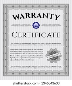 Grey Retro Warranty template. With complex background. Retro design. Detailed. 