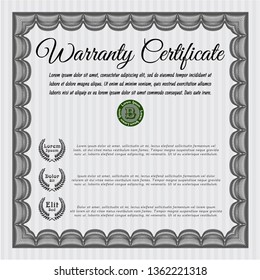 Grey Retro Warranty template. Complex background. Artistry design. Detailed. 