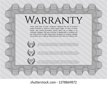 Grey Retro Warranty template. Complex background. Detailed. Nice design. 