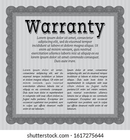 Grey Retro Warranty template. Complex background. Artistry design. Detailed. 