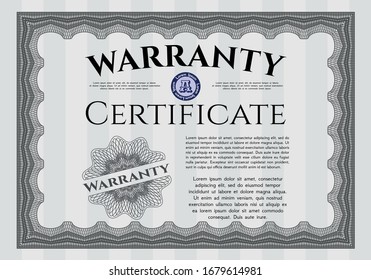 Grey Retro Warranty template. With complex linear background. Customizable, Easy to edit and change colors. Excellent design. 