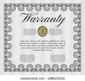 Grey Retro Warranty template. Cordial design. With complex linear background. Customizable, Easy to edit and change colors. 