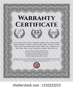 Grey Retro Warranty template. Customizable, Easy to edit and change colors. With guilloche pattern and background. Cordial design. 
