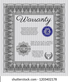 Grey Retro Warranty template. Customizable, Easy to edit and change colors. Complex background. Excellent design. 