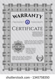 Grey Retro Warranty template. Customizable, Easy to edit and change colors. With complex linear background. Modern design. 