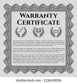 Grey Retro Warranty template. Retro design. With guilloche pattern and background. Customizable, Easy to edit and change colors. 