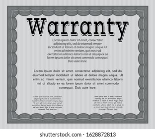 Grey Retro Warranty template. Retro design. Vector illustration. With background. 