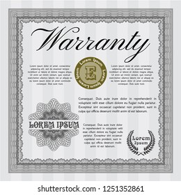 Grey Retro Warranty template. Detailed. With linear background. Artistry design. 