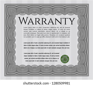 Grey Retro Warranty template. Detailed. Printer friendly. Good design. 