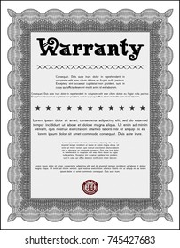 Grey Retro Warranty template. Detailed. With complex background. Beauty design. 