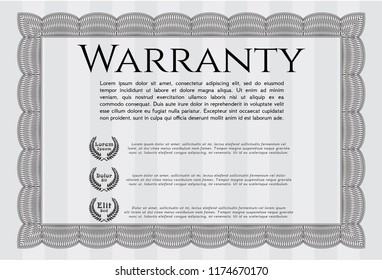 Grey Retro Warranty template. Easy to print. Retro design. Detailed. 