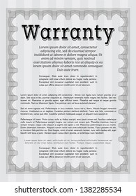 Grey Retro Warranty template. Good design. With linear background. Detailed. 