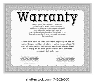 Grey Retro Warranty template. Good design. Customizable, Easy to edit and change colors. With guilloche pattern and background. 