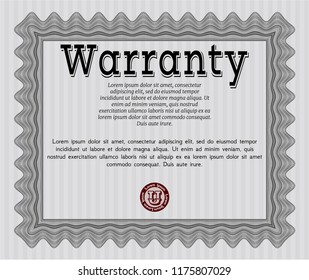 Grey Retro Warranty template. With great quality guilloche pattern. Cordial design. Vector illustration. 