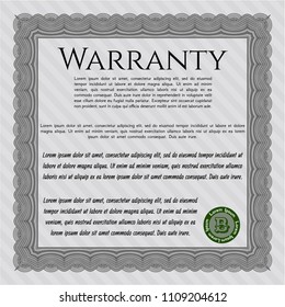 Grey Retro Warranty template. With guilloche pattern and background. Beauty design. Customizable, Easy to edit and change colors. 