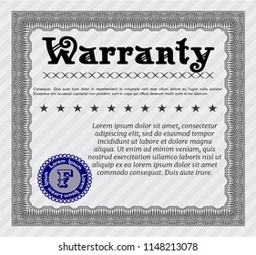 Grey Retro Warranty template. With guilloche pattern. Perfect design. Vector illustration. 
