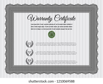 Grey Retro Warranty template. With guilloche pattern and background. Customizable, Easy to edit and change colors. Excellent design. 