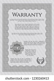 Grey Retro Warranty template. With guilloche pattern and background. Vector illustration. Nice design. 