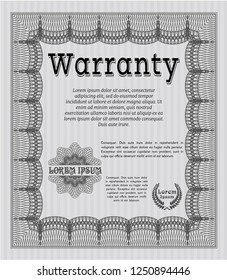 Grey Retro Warranty template. With guilloche pattern and background. Vector illustration. Money design. 