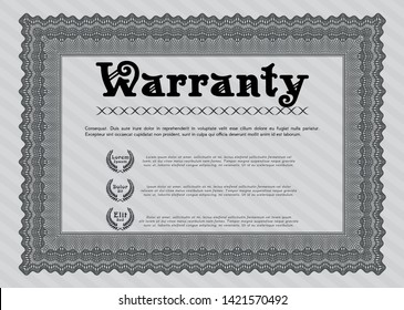 Grey Retro Warranty template. With guilloche pattern. Customizable, Easy to edit and change colors. Perfect design. 