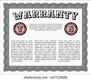 Grey Retro Warranty template. With linear background. Lovely design. Detailed. 