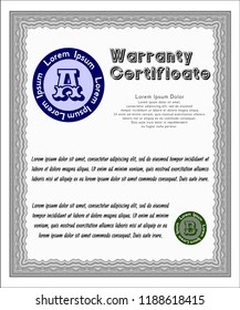 Grey Retro Warranty template. Money Pattern. Complex background. Customizable, Easy to edit and change colors. 