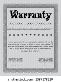 Grey Retro Warranty template. Money style design. With complex linear background. Detailed. 