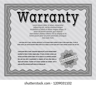 Grey Retro Warranty template. Nice design. With guilloche pattern and background. Detailed. 