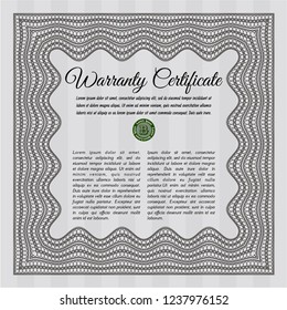 Grey Retro Warranty template. Nice design. Detailed. With guilloche pattern and background. 