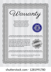 Grey Retro Warranty template. Nice design. Vector illustration. With guilloche pattern. 