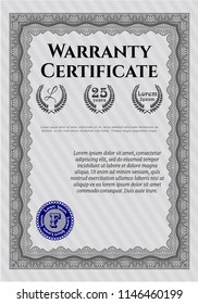 Grey Retro Warranty template. Printer friendly. Money design. Customizable, Easy to edit and change colors. 