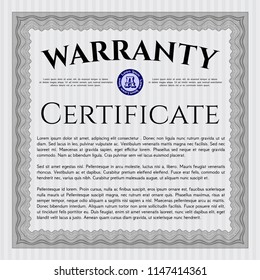 Grey Retro Warranty template. Printer friendly. Lovely design. Detailed. 