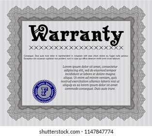 Grey Retro Warranty template. Printer friendly. Vector illustration. Retro design. 