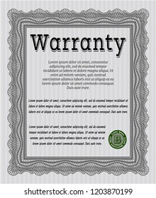 Grey Retro Warranty template. Printer friendly. Money design. Vector illustration. 