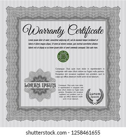 Grey Retro Warranty template. Printer friendly. Lovely design. Detailed. 