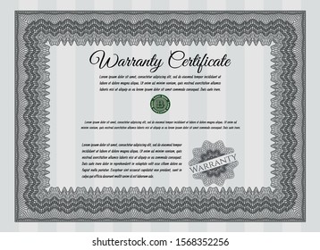 Grey Retro Warranty template. With quality background. Vector illustration. Sophisticated design. 