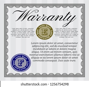 Grey Retro Warranty template. Superior design. Customizable, Easy to edit and change colors. With linear background. 