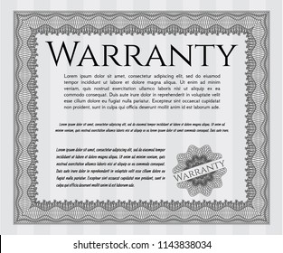 Grey Retro Warranty template. Vector illustration. Complex background. Money style design. 