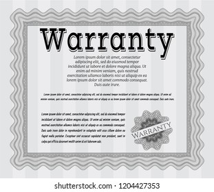 Grey Retro Warranty template. Vector illustration. With guilloche pattern. Retro design. 